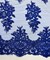Royal Blue Sequin Embroidered Lace Fabric by the Yard, 54" Wide Floral Mesh Lace with Double Scalloped Edges